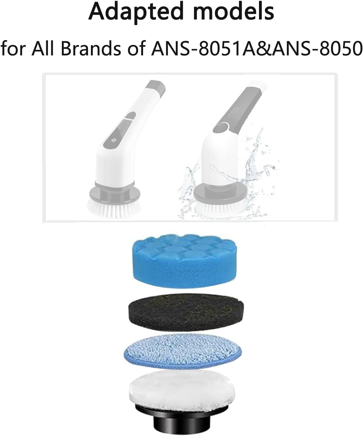 Electric Spin Scrubber Brush Heads Set,4 Pack Replaceable Brush Heads for Cordless Power Scrubber, for Household Cleaning Brushes Kitchen Bathroom Floor Tile Car Black